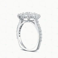 0.90 CTW Round Cut Halo Lab Grown Diamond Ring for Women