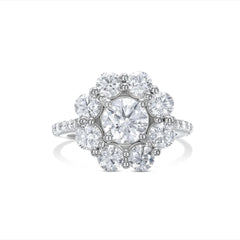 0.90 CTW Round Cut Halo Lab Grown Diamond Ring for Women