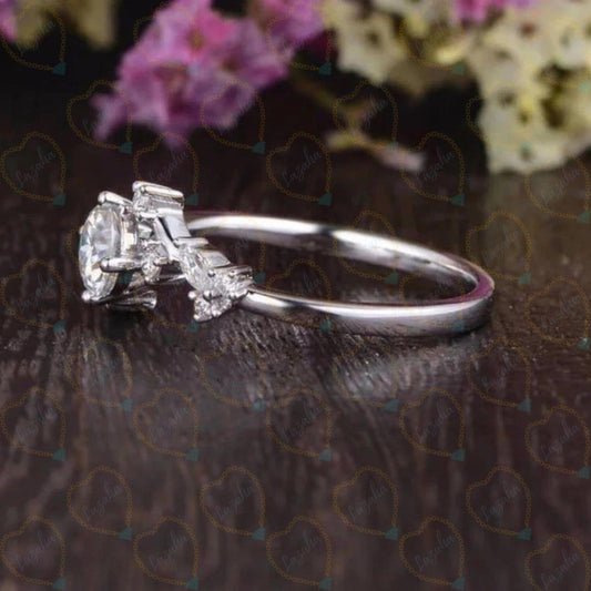 1.00 CTW Round Cut Cluster Lab Grown Diamond Ring for Women