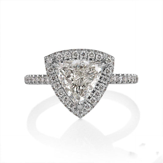 1.50 CTW Trillion Cut Hidden Halo Lab Grown Diamond Ring for Women