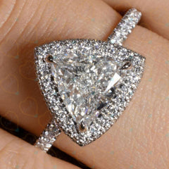 1.50 CTW Trillion Cut Hidden Halo Lab Grown Diamond Ring for Women