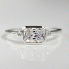 1.00 CTW Radiant Cut 3 Stone Lab Grown Diamond Ring for Women