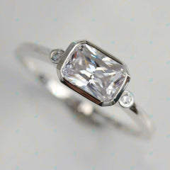 1.00 CTW Radiant Cut 3 Stone Lab Grown Diamond Ring for Women