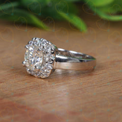 1.00 CTW Round Cut Halo Lab Grown Diamond Ring for Women