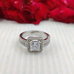 3.00 CTW Princess Cut Solitaire With Accents Lab Grown Diamond Ring for Women