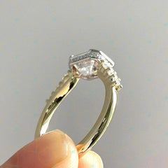 2.50 TCW Emerald Cut Hidden Halo Lab Grown Diamond Ring for Women