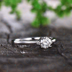 1.30 CTW Round Cut 3 Stone Lab Grown Diamond Ring for Women