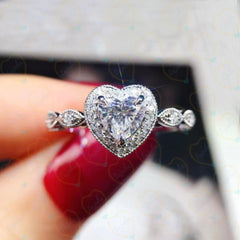 1.00 CTW Heart Cut Halo Lab Grown Diamond Ring for Women