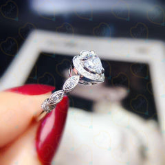 1.00 CTW Heart Cut Halo Lab Grown Diamond Ring for Women