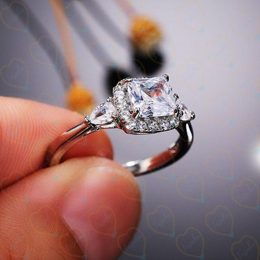 2.00 CTW Princess Cut Halo Lab Grown Diamond Ring for Women