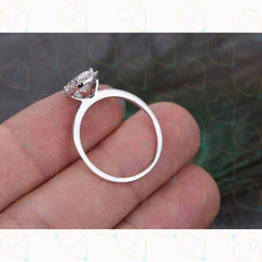 0.80 TCW Oval Cut Halo Lab Grown Diamond Ring for Women