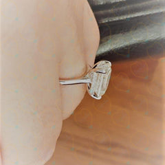 1.80 CTW Emerald Cut Hidden Halo Lab Grown Diamond Ring for Women