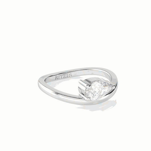 1.20 CTW Pear Cut Solitaire Lab Grown Diamond Ring for Women