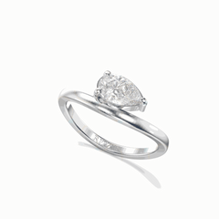 1.20 CTW Pear Cut Solitaire Lab Grown Diamond Ring for Women