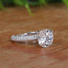 2.00 CTW Round Cut Solitaire With Accents Lab Grown Diamond Ring for Women