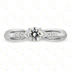 1.00 TCW Round Cut Solitaire With Accents Lab Grown Diamond Ring for Women