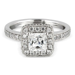 1.50 TCW Princess Cut Hidden Halo Lab Grown Diamond Ring for Women