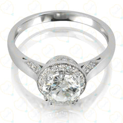 1.70 TCW Round Cut Hidden Halo Lab Grown Diamond Ring for Women