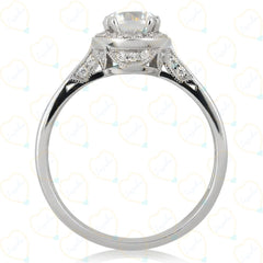 1.70 TCW Round Cut Hidden Halo Lab Grown Diamond Ring for Women