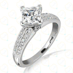 2.00 TCW Princess Cut Solitaire With Accents Lab Grown Diamond Ring for Women