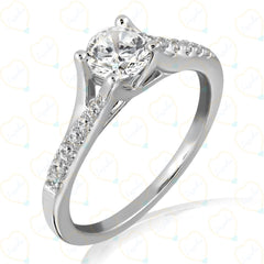 1.30 CTW Round Cut Solitaire With Accents Lab Grown Diamond Ring for Women