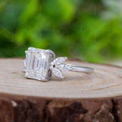 1.00 TCW Emerald Cut 7 Stone Lab Grown Diamond Ring for Women