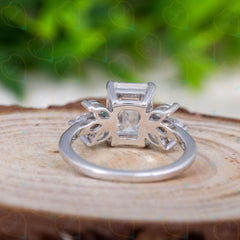 1.00 TCW Emerald Cut 7 Stone Lab Grown Diamond Ring for Women