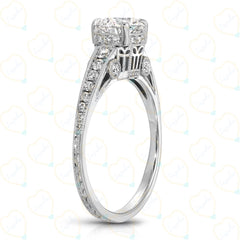 1.00 TCW Round Cut Hidden Halo Lab Grown Diamond Ring for Women