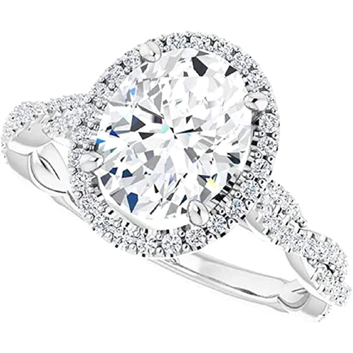 1.30 TCW Oval Cut Halo Lab Grown Diamond Ring for Women