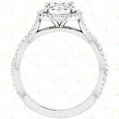 1.30 TCW Oval Cut Halo Lab Grown Diamond Ring for Women