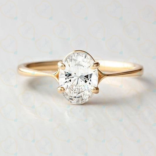 2.00 TCW Oval Cut Split Shank Lab Grown Diamond Ring for Women