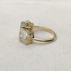 1.80 TCW Emerald Cut 3 Stone Lab Grown Diamond Ring for Women