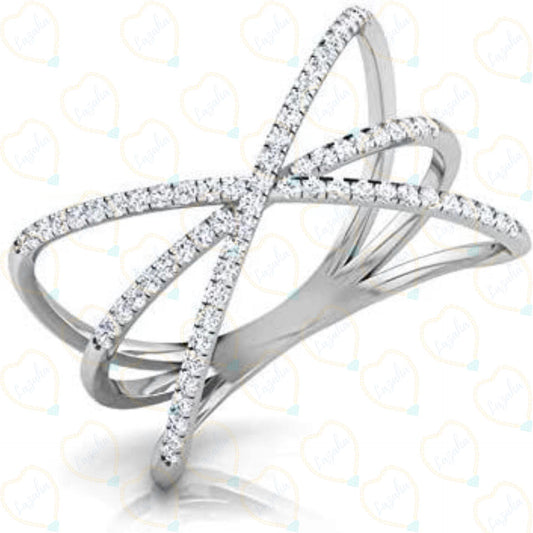 0.60 CTW Round Cut Criss Cross Lab Grown Diamond Ring for Women