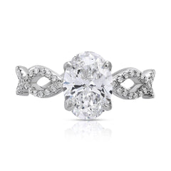 2.00 TCW Oval Cut Twisted Lab Grown Diamond Ring for Women