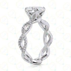 2.00 TCW Oval Cut Twisted Lab Grown Diamond Ring for Women