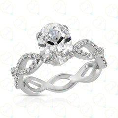 2.00 TCW Oval Cut Twisted Lab Grown Diamond Ring for Women