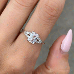 1.00 CTW Radiant Cut Cluster Lab Grown Diamond Ring for Women