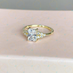 1.00 CTW Radiant Cut Cluster Lab Grown Diamond Ring for Women