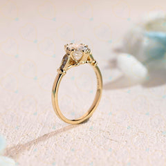 1.30 TCW Oval Cut 7 Stone Lab Grown Diamond Ring for Women