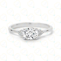 1.30 TCW Oval Cut 7 Stone Lab Grown Diamond Ring for Women