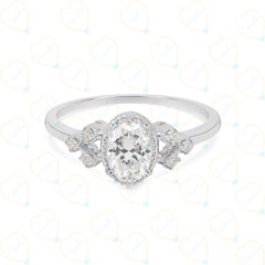 0.80 CTW Oval Cut 7 Stone Lab Grown Diamond Ring for Women