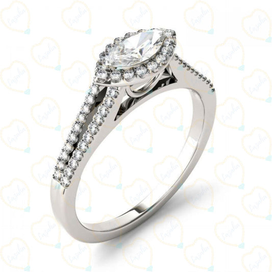 1.00 TCW Marquise Cut Split Shank Lab Grown Diamond Ring for Women