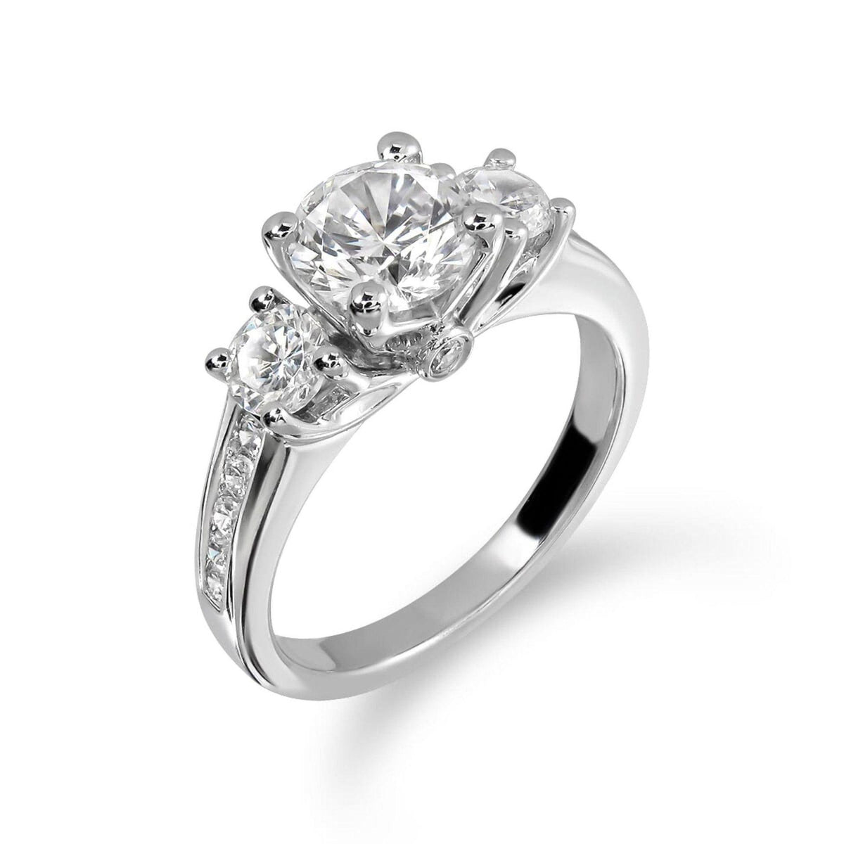 1.30 TCW Round Cut 3 Stone Lab Grown Diamond Ring for Women