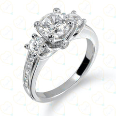 1.30 TCW Round Cut 3 Stone Lab Grown Diamond Ring for Women