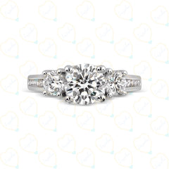 1.30 TCW Round Cut 3 Stone Lab Grown Diamond Ring for Women