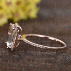 1.80 TCW Emerald Cut Halo Lab Grown Diamond Ring for Women