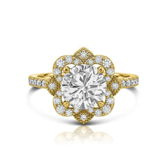 1.30 CTW Round Cut Halo Lab Grown Diamond Ring for Women