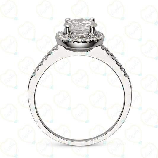 1.70 TCW Round Cut Halo Lab Grown Diamond Ring for Women