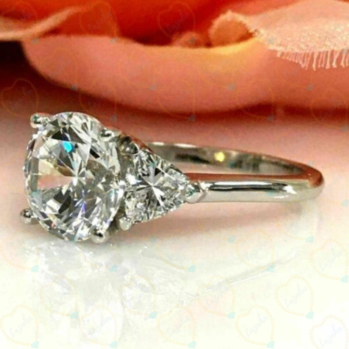 2.50 TCW Round Cut 3 Stone Lab Grown Diamond Ring for Women