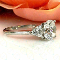 2.50 TCW Round Cut 3 Stone Lab Grown Diamond Ring for Women